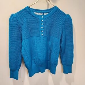 Andrew  St. JOHN vintage Teal 100% acrylic sweater size M